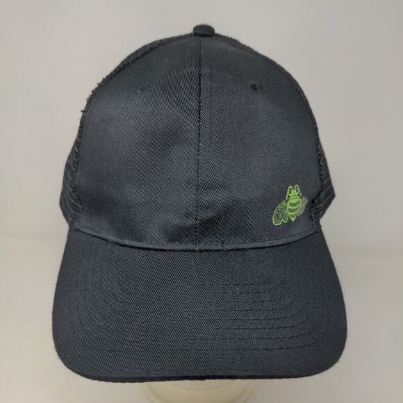 Nissin Men's Strapback Mesh Back Hat Black Adjustable Graphic Bee Logo - Picture 2 of 7